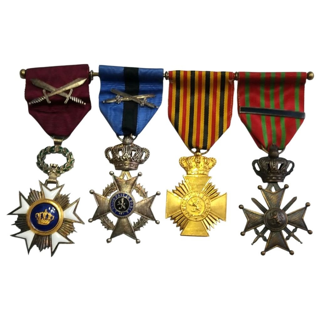Belgique - médaille sertie sur une barrette — 1914-1918, Enlèvement ou Envoi, Armée de terre, Ruban, Médaille ou Ailes