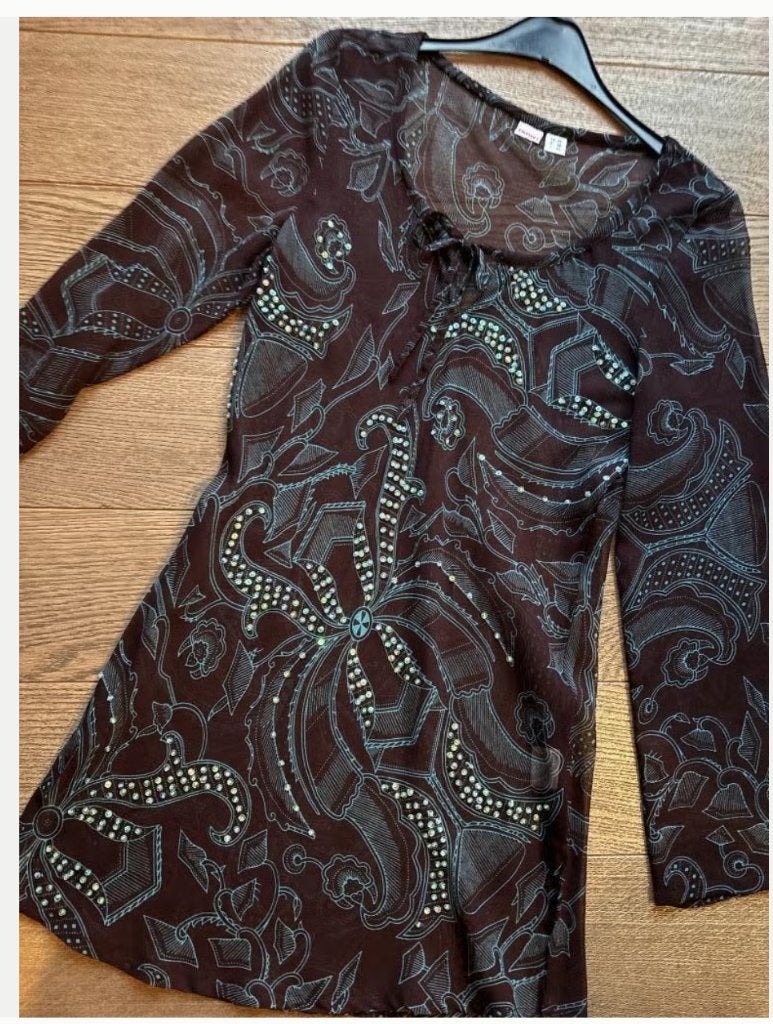 Blouse vintage maat 40, Kleding | Dames, Blouses en Tunieken, Ophalen of Verzenden, Zo goed als nieuw, Maat 38/40 (M), Bruin