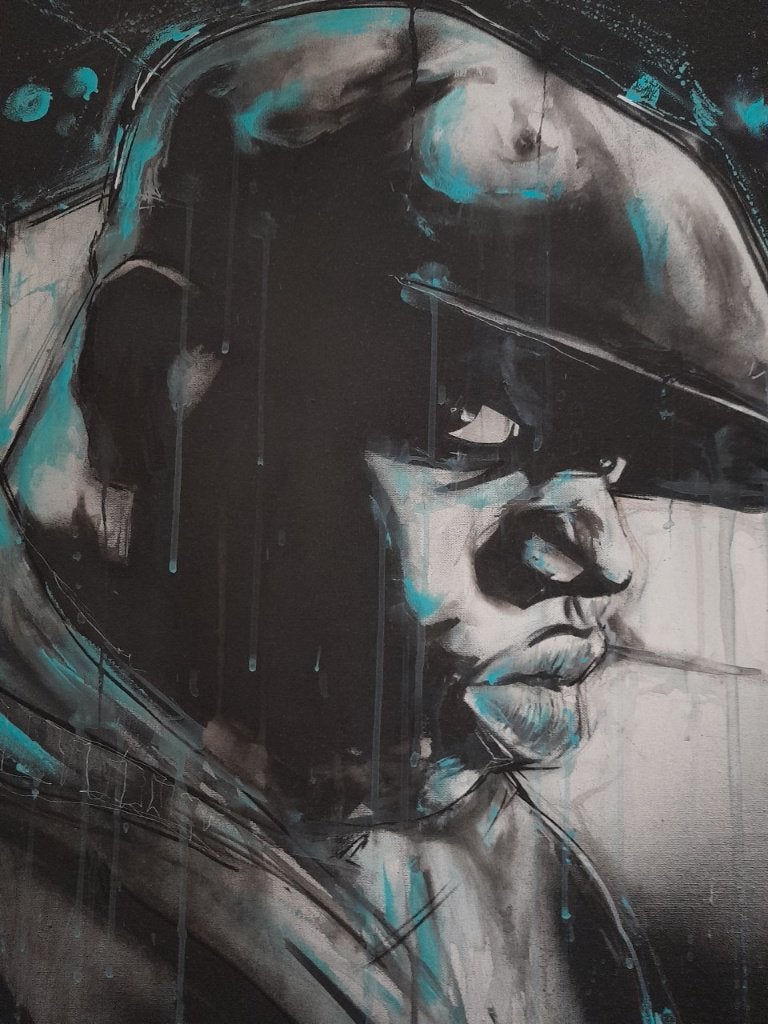 Notorious BIG : portrait de Notorious B.I.G. par Deuz, Antiquités & Art, Art | Peinture | Moderne, Signé, Enlèvement ou Envoi