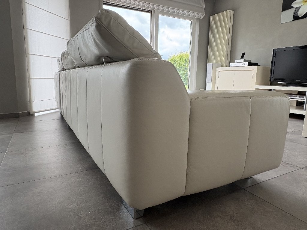 Hoeksalon Musterring leder lichtgrijs, Huis en Inrichting, Zetels | Complete zithoeken, Gebruikt, Leer, Ophalen