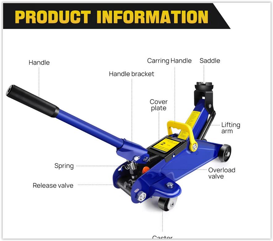 Cric hydraulique à roulettes de 2 tonnes pour voiture et, Enlèvement, Neuf