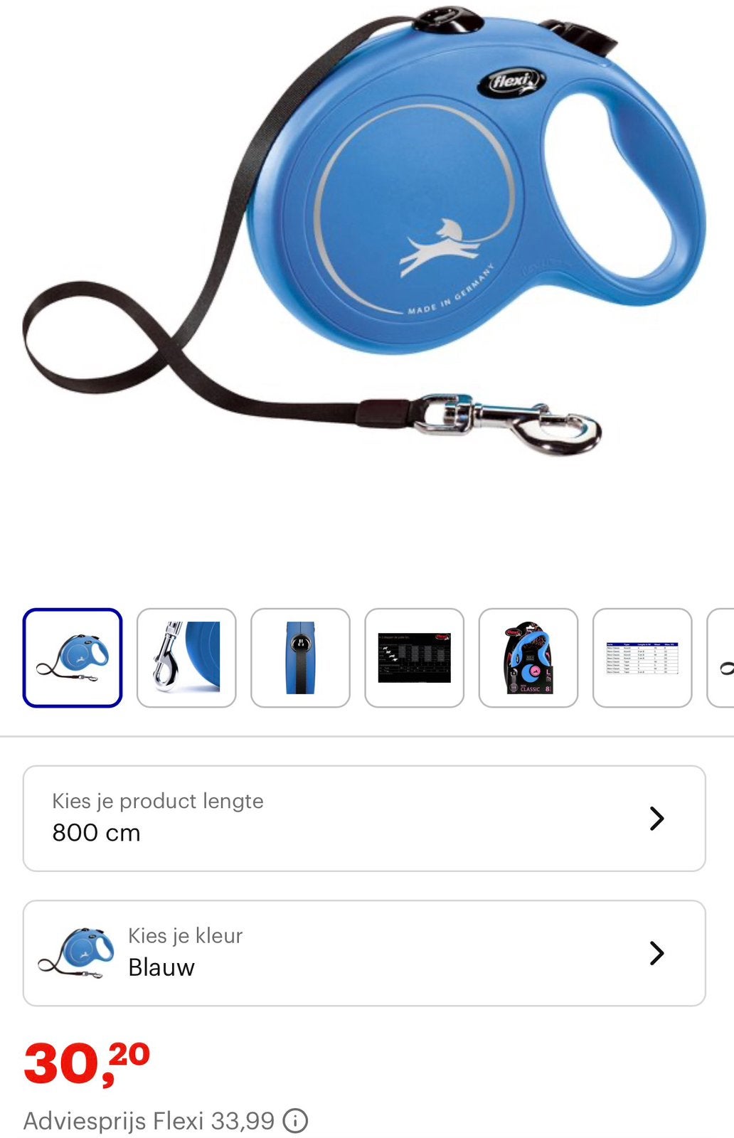Instelbare hondenriem Flexi classi, Animaux & Accessoires, Enlèvement ou Envoi, Comme neuf, Laisse pour chien