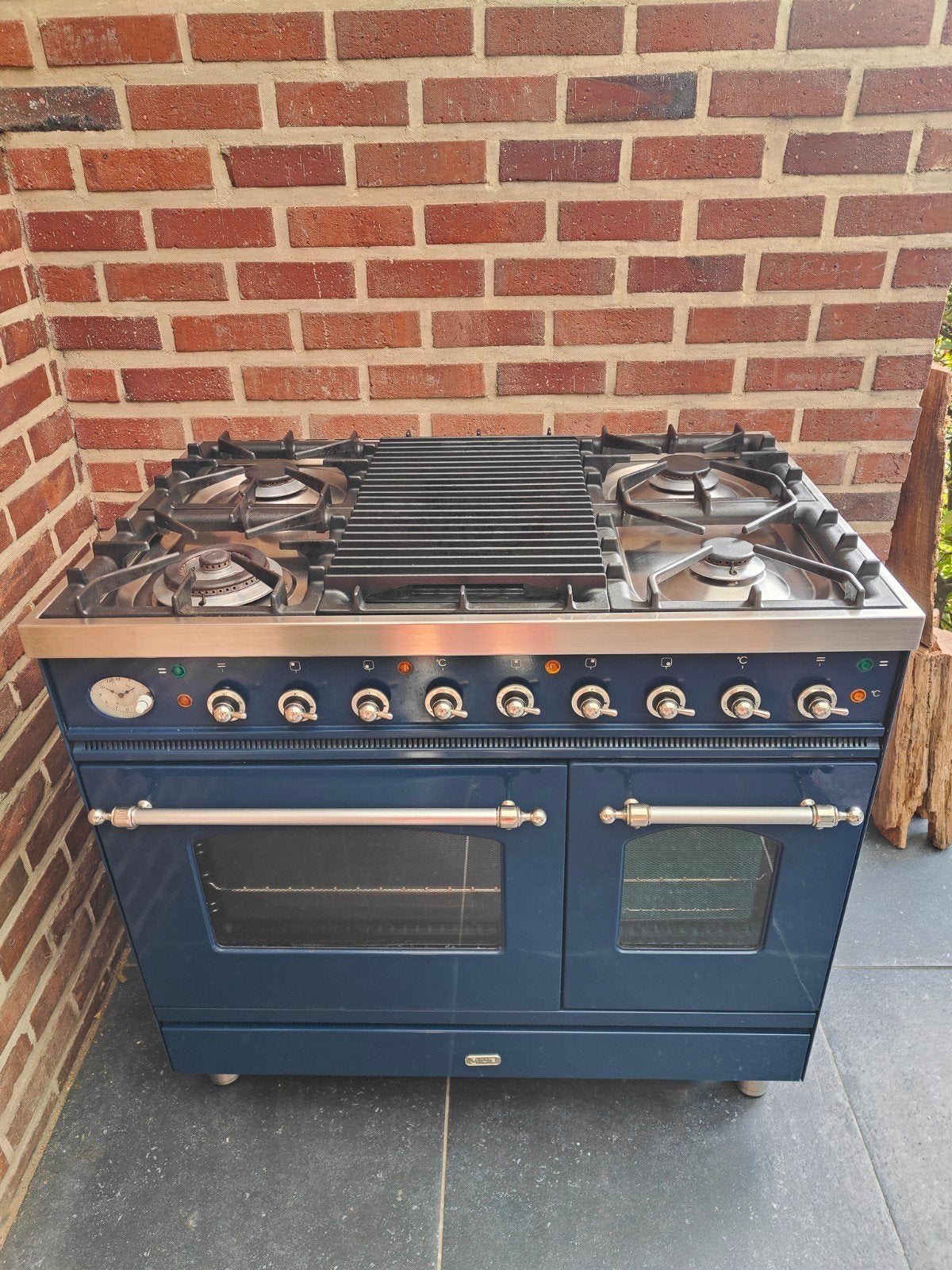 Ilve Majestic gasfornuis met barbecue 90 cm diepblauw, Ophalen, Gebruikt, 60 cm of meer, 4 kookzones