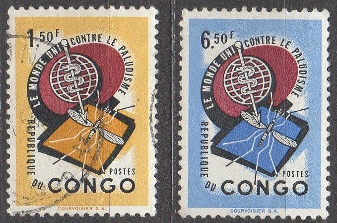 République du Congo - Strijd tegen malaria - 1962, Ophalen of Verzenden, Gestempeld