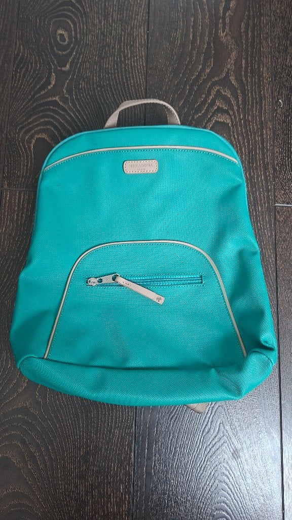 Hexagona Paris turquoise rugzak – dames stadsrugzak, 40 tot 60 cm, Beige, Nieuw, Minder dan 35 cm
