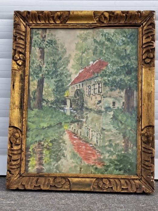 Aquarelle moulin a eau forte signe p de ruyt, Enlèvement ou Envoi, Aquarelle