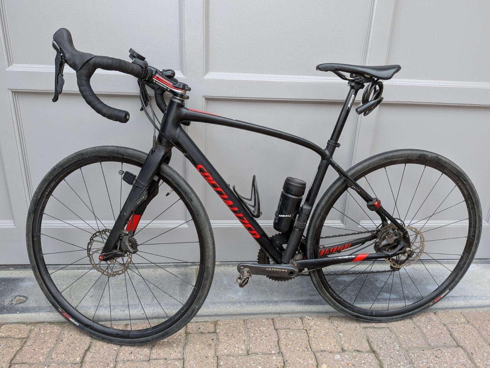 Carbon racefiets (rood/zwart), Specialized tarmac sport, M, Fietsen en Brommers, Carbon, 10 tot 15 versnellingen, Heren, Zo goed als nieuw