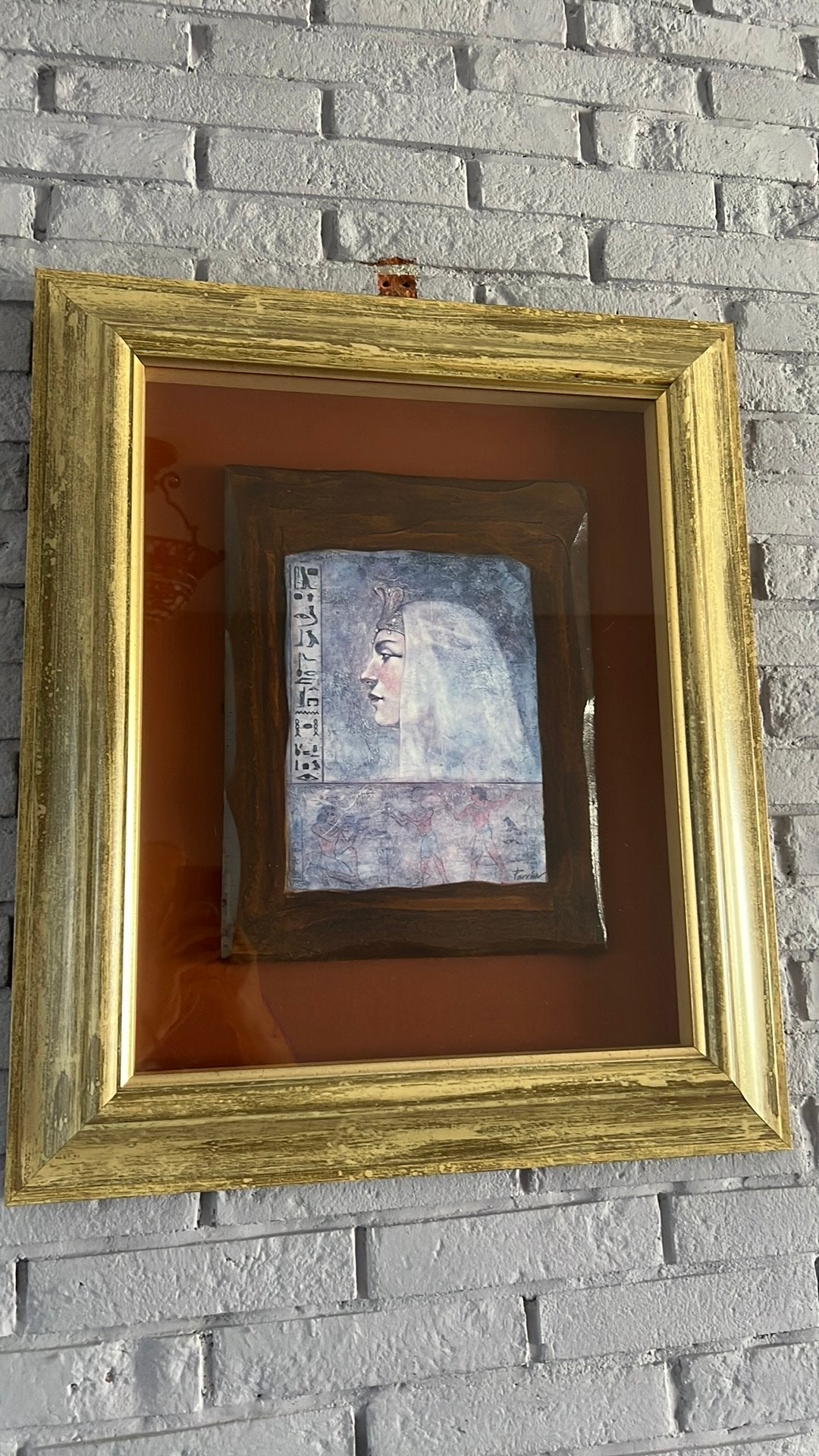 Schitterende tekening van Cleopatra door Parrish op hout, Antiek en Kunst, Ophalen, Achter glas, Tekening