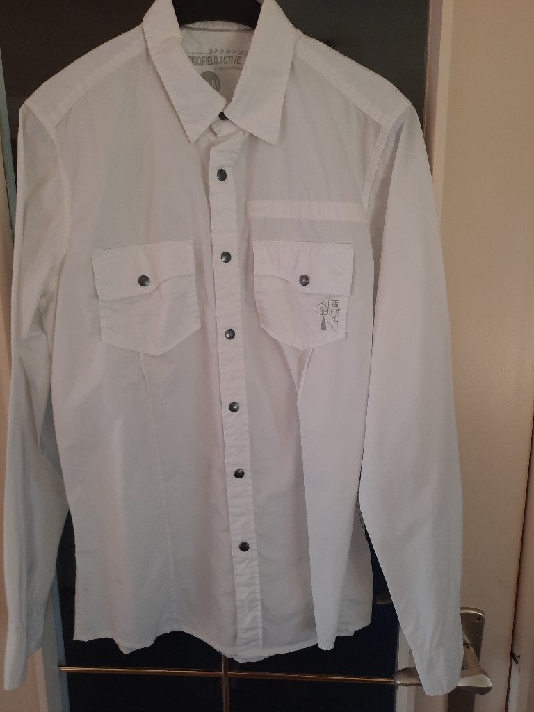Wit hemd van Springfiled, Wit, Gedragen, Springfield, Halswijdte 39/40 (M)