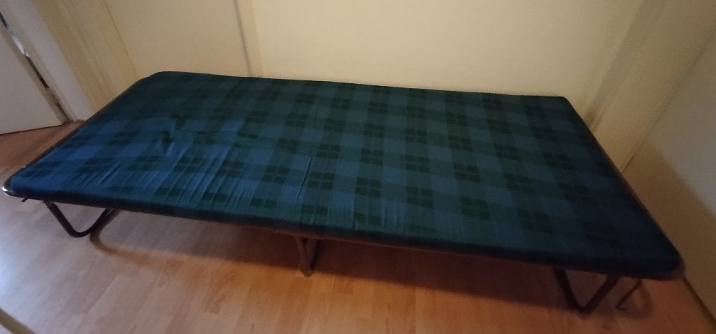 Opvouwbaar extra bed en matras, 190 cm x 80 cm, Huis en Inrichting, Ophalen, Eenpersoons, Blauw, 190 cm of minder