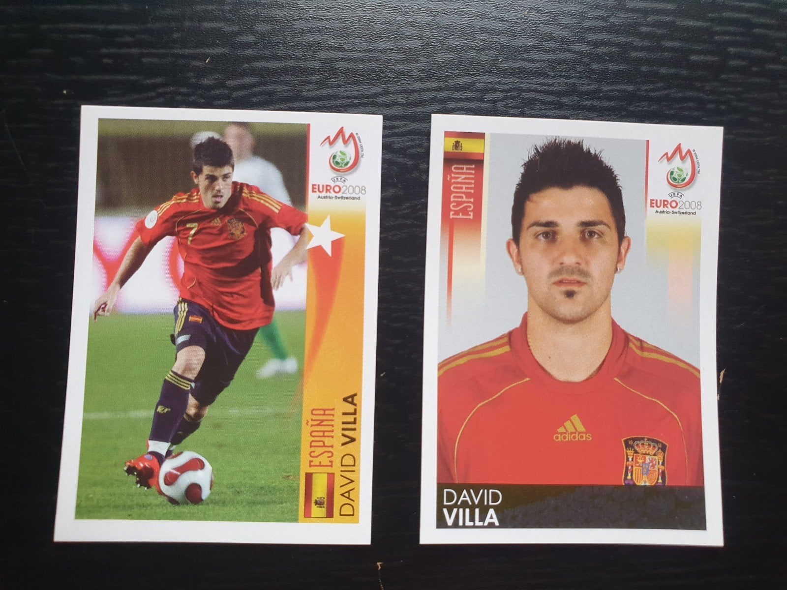 David Villa Spanje EK 2008 Topschutter 2 stickers Panini ***, Verzamelen, Ophalen of Verzenden, Nieuw