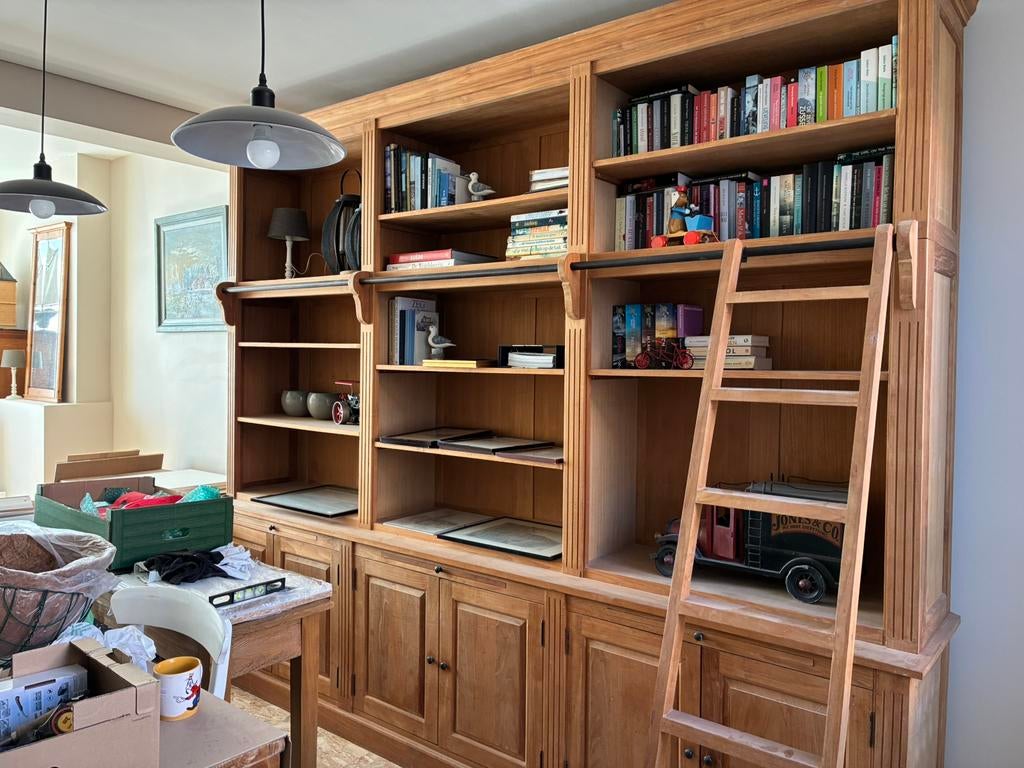 Landelijke boekenkast teak, Ophalen, 200 cm of meer, Teakhout, Zo goed als nieuw