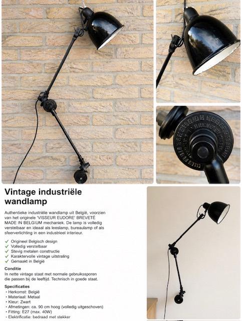 Vintage industriële wandlamp, Antiek en Kunst, Ophalen