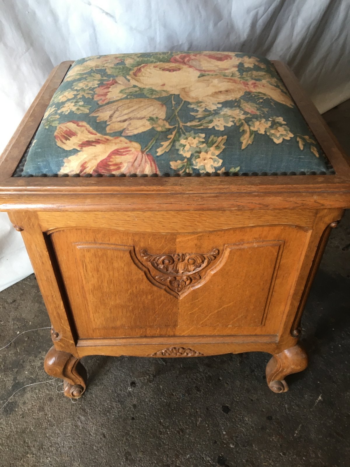 Kofferstoel Louis XV massief eiken, Huis en Inrichting, Ophalen, Minder dan 50 cm, Gebruikt, Eikenhout