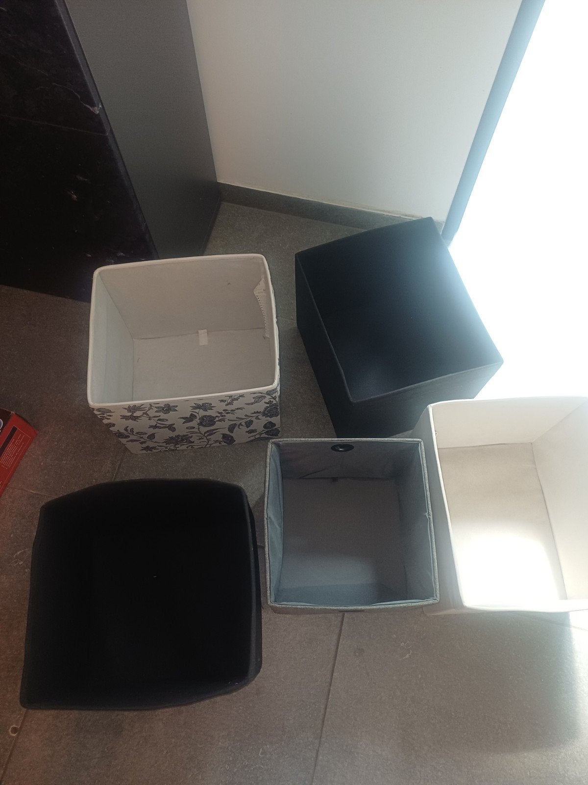5 stoffen opbergboxen, Ophalen
