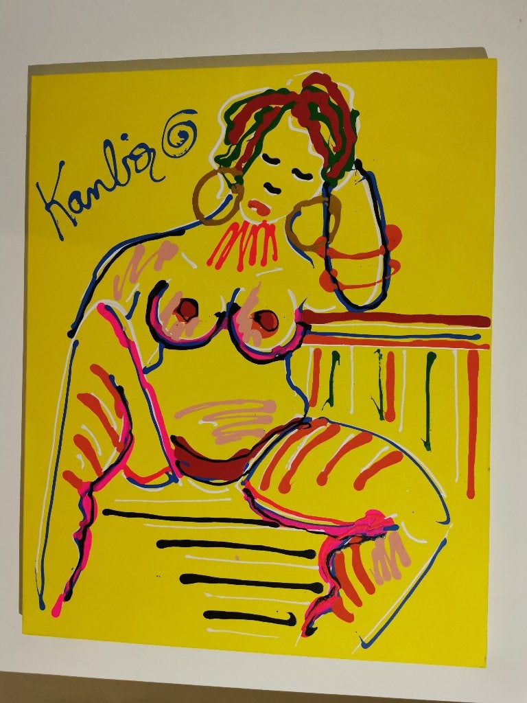 Jacob Kanbier Sexy lady op dik groot doek, Antiek en Kunst, Ophalen, Gesigneerd, Doek