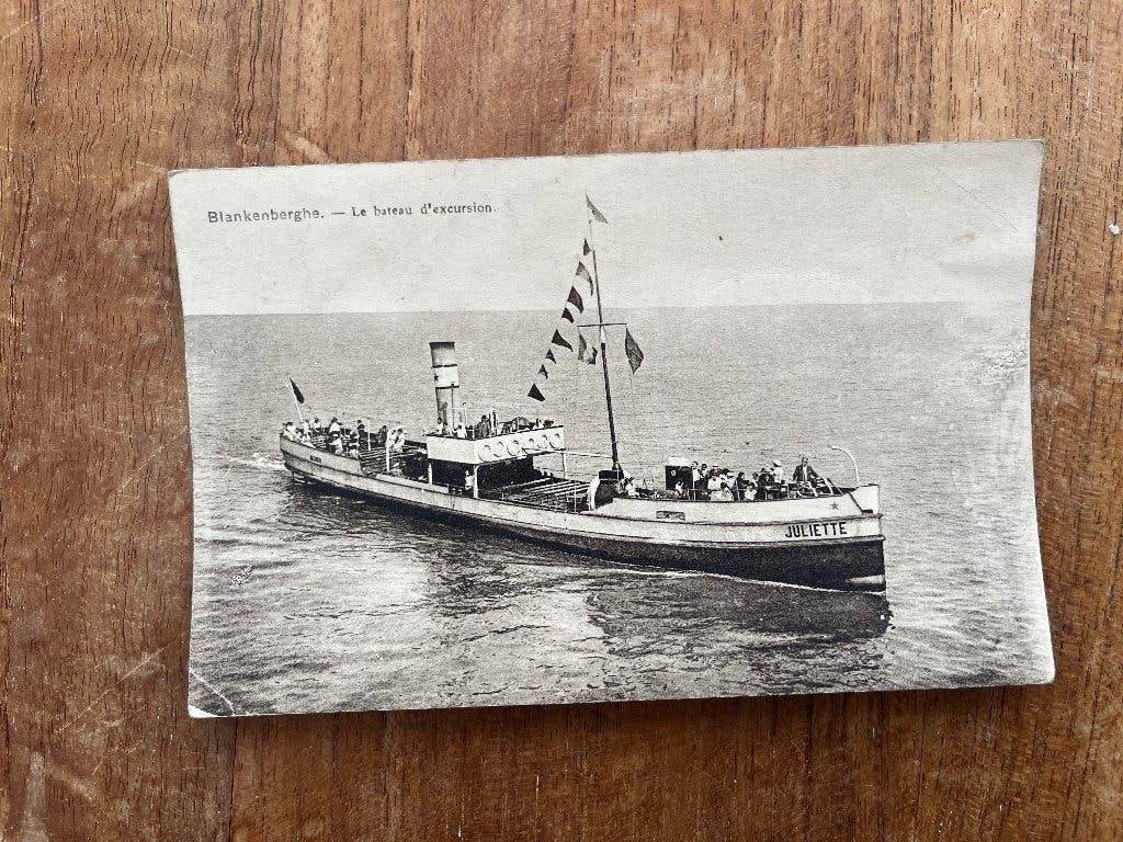 Postkaart Blankenberge: Le bateau d'excursion-Juliette, Ophalen of Verzenden, 1920 tot 1940, Gelopen, West-Vlaanderen