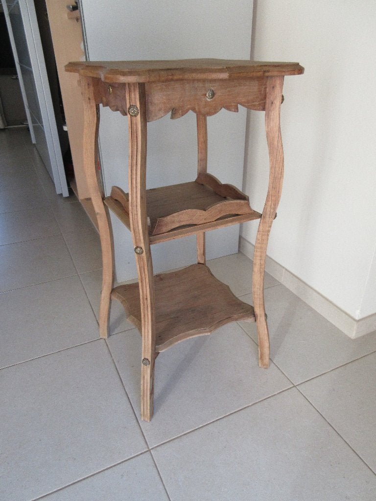 Ancienne sellette en bois de chêne meuble d'appoint vintage, Enlèvement