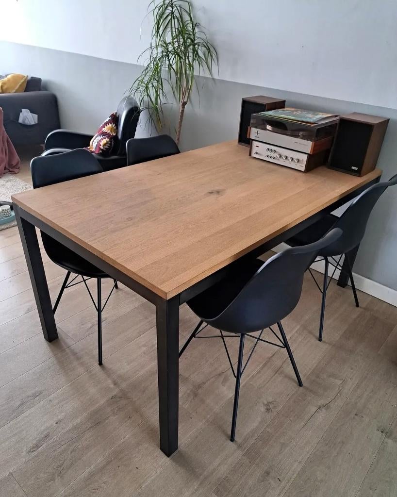 Tafel met stoelen, Huis en Inrichting, Ophalen, Eikenhout, 50 tot 100 cm, Zo goed als nieuw