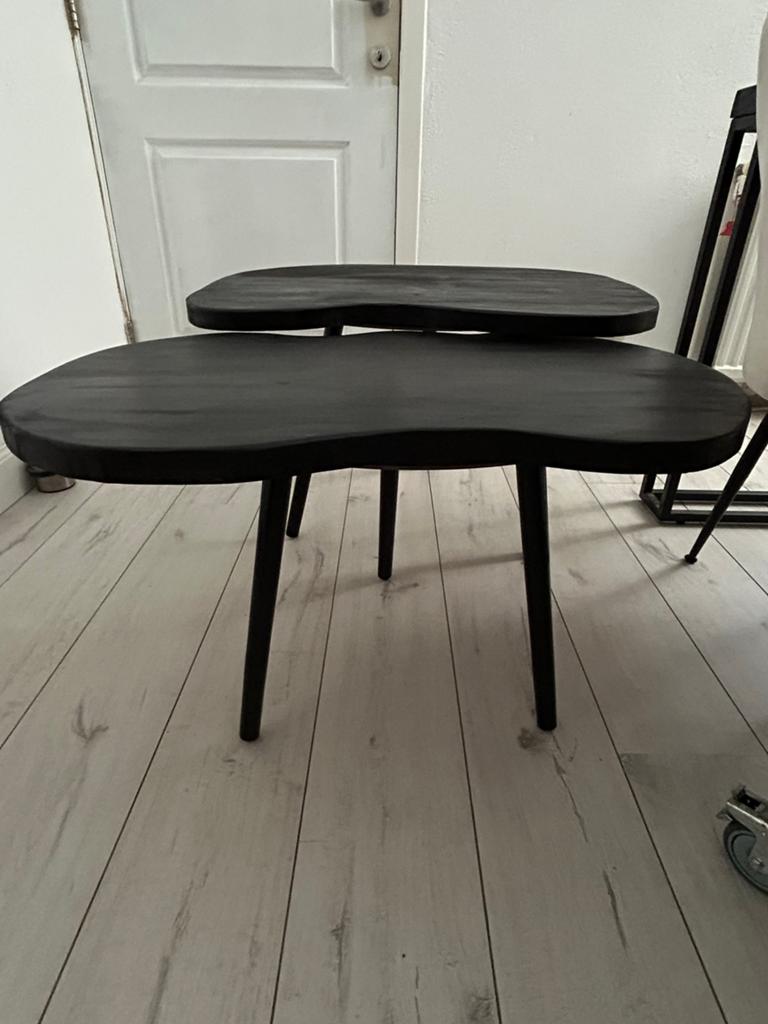 2 salontafel of bijzettafel zwartbruin echte dennenhout, Huis en Inrichting, Ophalen, Zo goed als nieuw