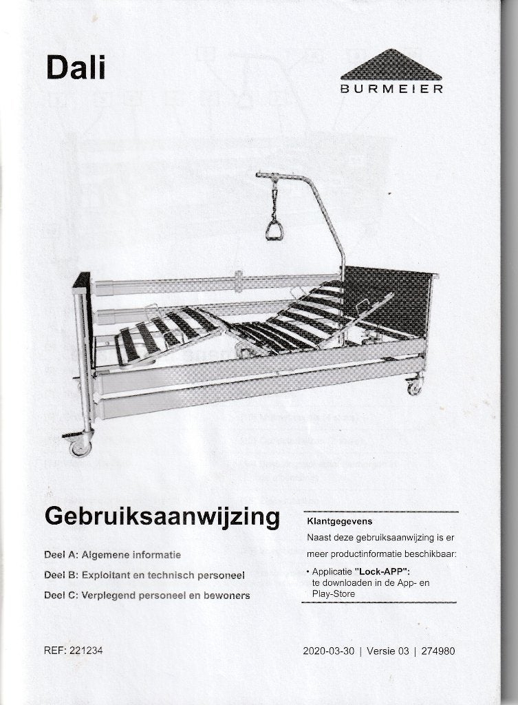 Ziekenhuis bed, Ophalen, Verstelbaar, 90 cm, Eenpersoons