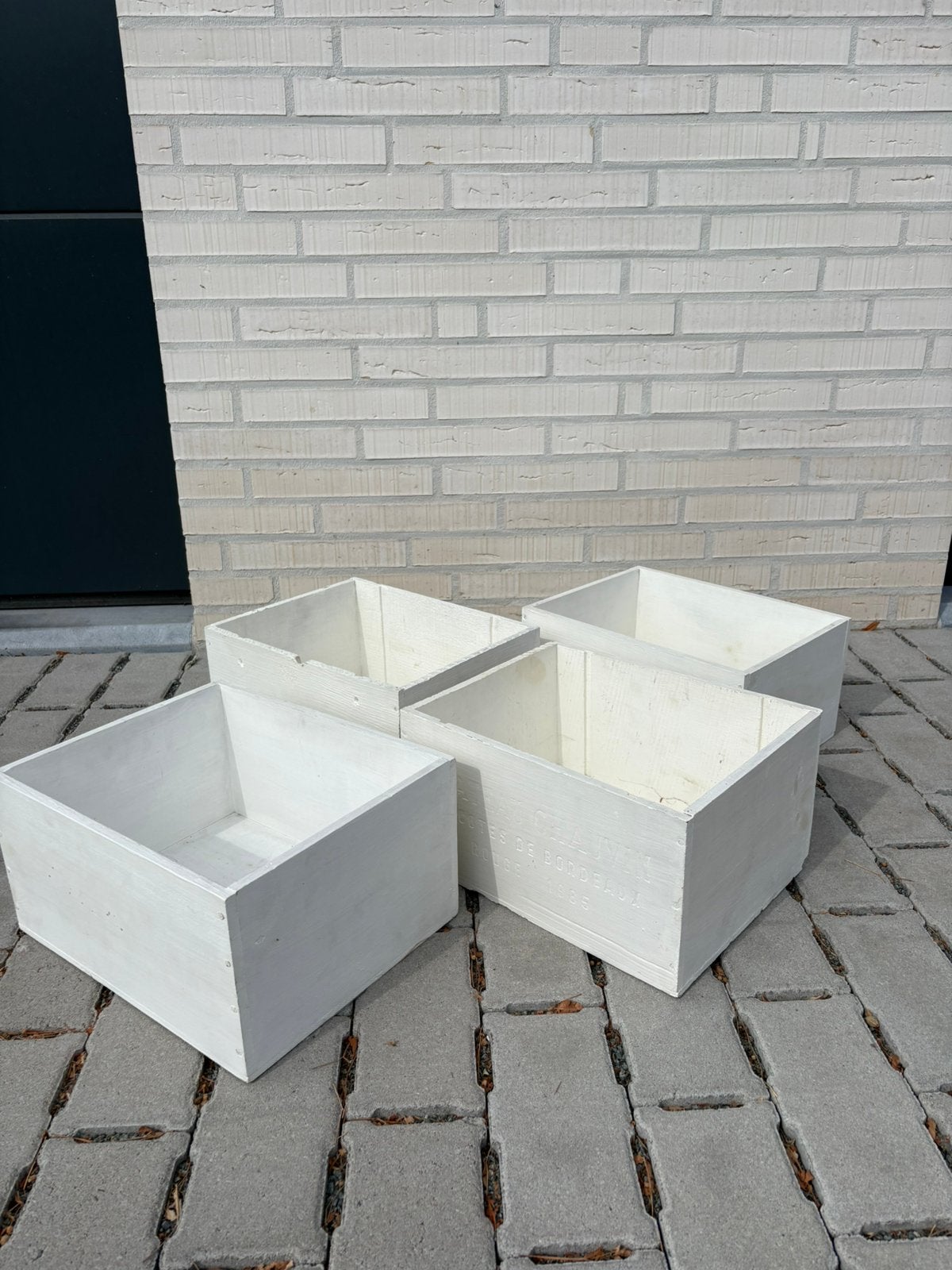 4 Vintage houten wijnkistjes – Château Chauvain 1985, Jardin & Terrasse, Enlèvement, Comme neuf, Bois