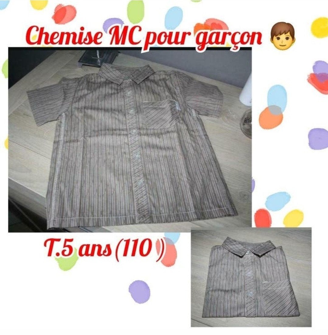 Chemise MC pour garçon -brune-T.5 ans, Enfants & Bébés, Enlèvement ou Envoi, Utilisé, Garçon, Chemise ou Chemisier