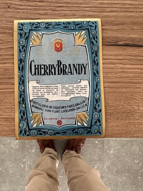 etiket label cherry brandy Antwerpen stokerij Gallia, Verzamelen, Info@gallio.al, Gallia, Overige typen, Nieuw