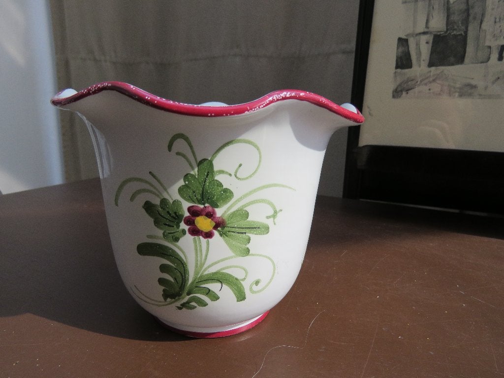 Bloempot Italy keramiek decor bloemen, Antiek en Kunst, Ophalen of Verzenden