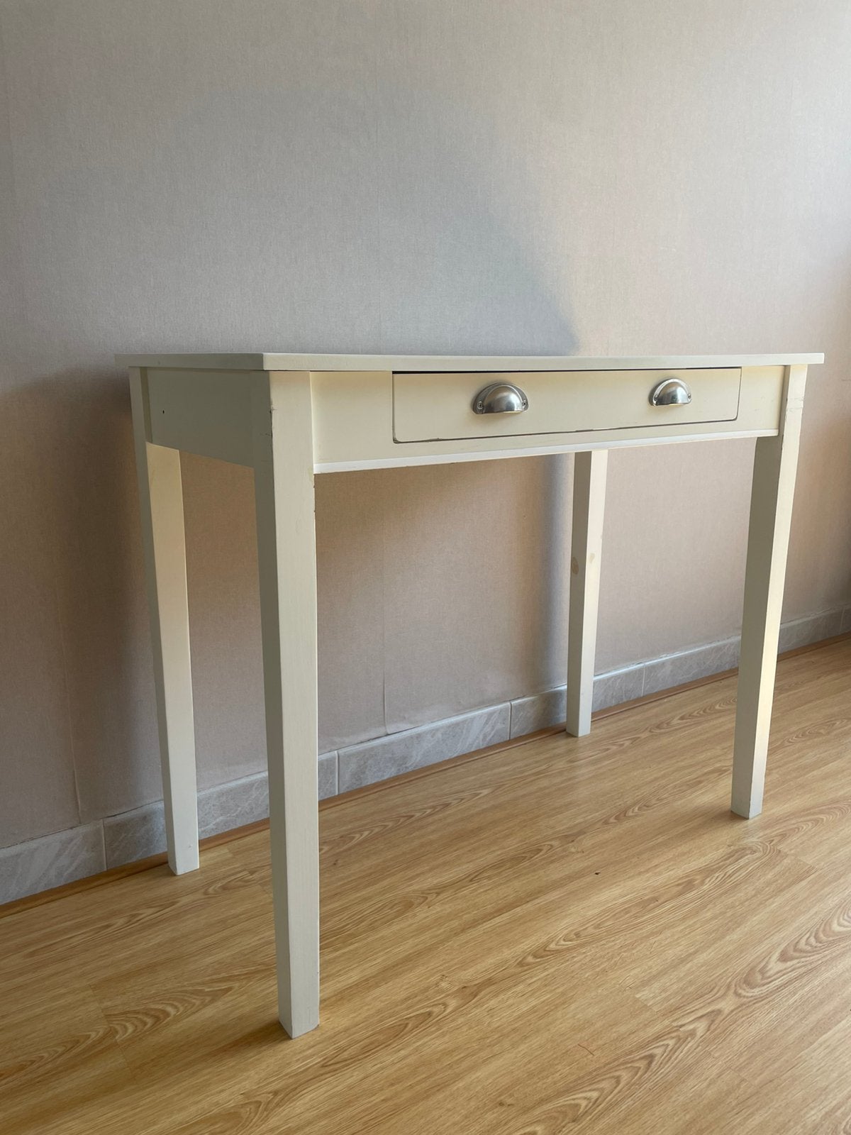 Witte sidetable/ bijzettafel/ bureau, Ophalen, Gebruikt, 50 tot 100 cm, 25 tot 50 cm