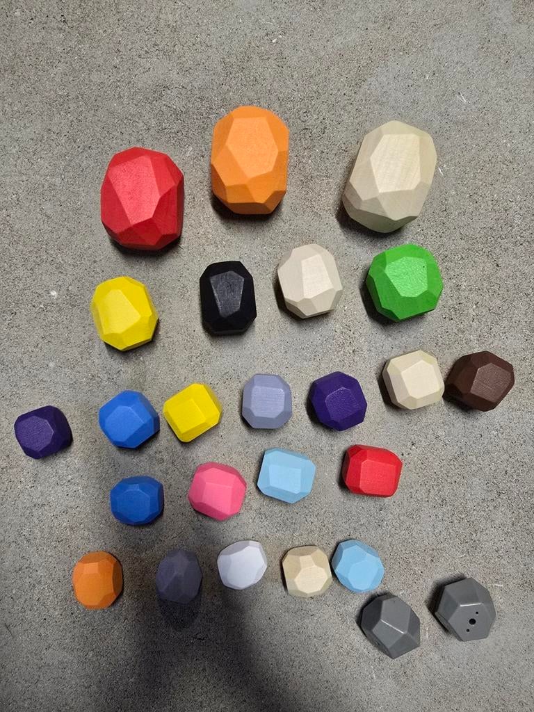 22 Kleurrijke Mini Houten Stapelstenen, Ophalen, Gebruikt