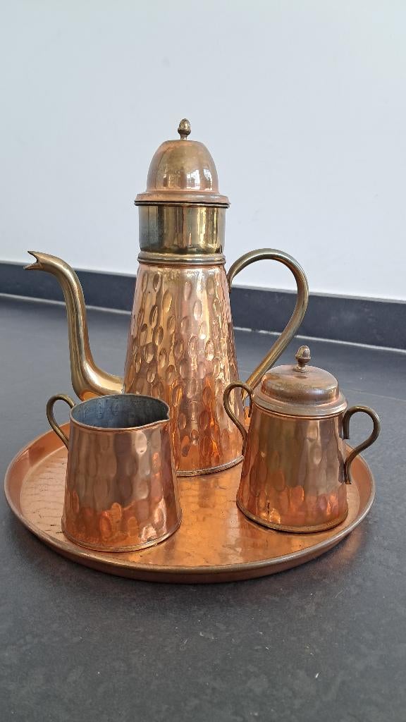 Vintage koperen koffieservies, Antiek en Kunst, Ophalen
