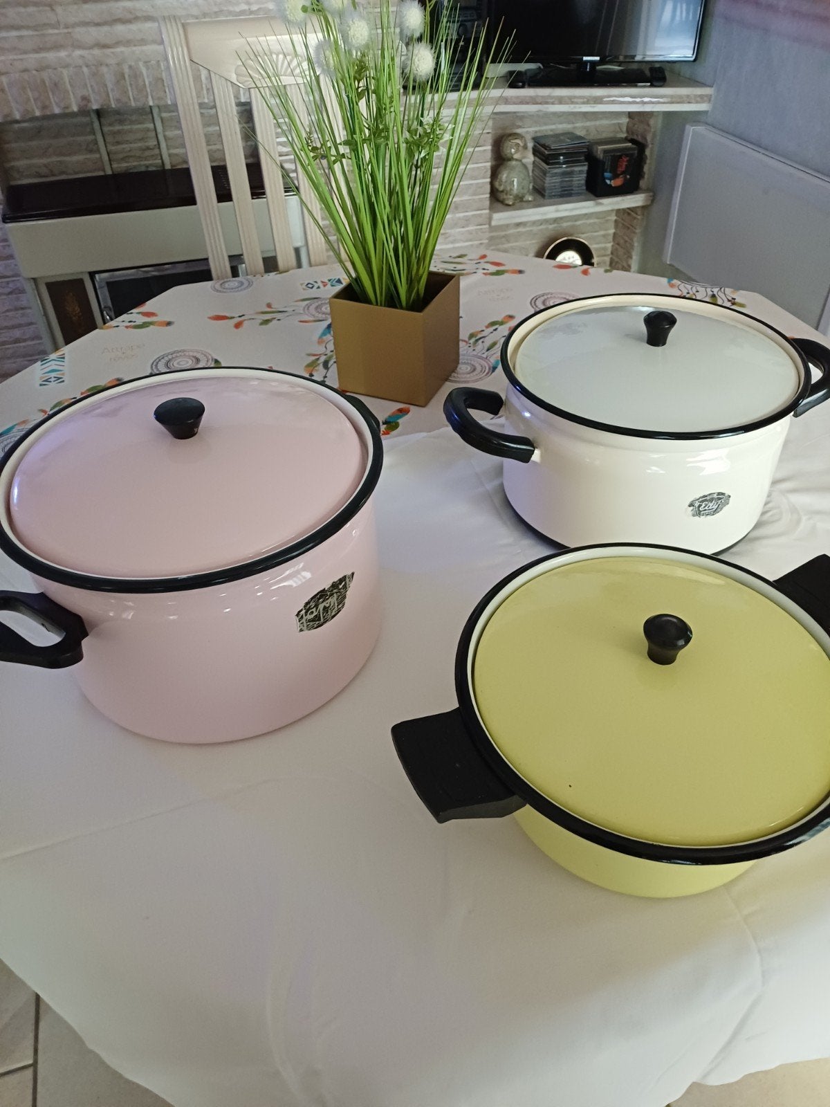 Lot de 3 casseroles en émail, Enlèvement ou Envoi, Émail