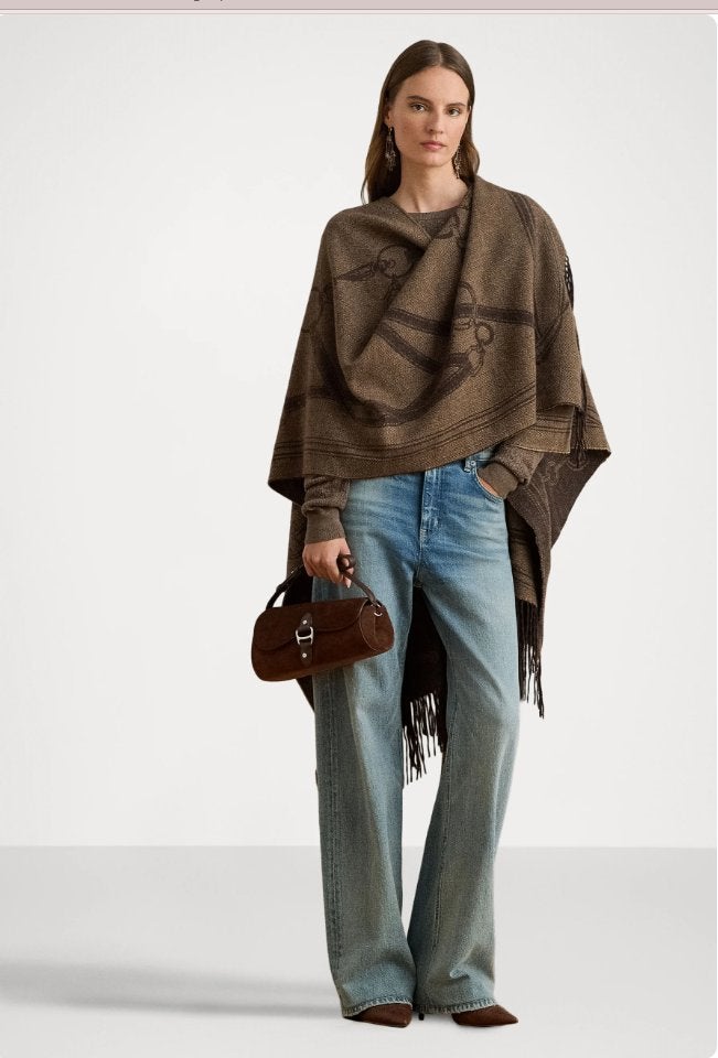 Ralph Lauren belting-motif jacquard blanket scarf - sjaal, Kleding | Dames, Ophalen of Verzenden, Zo goed als nieuw, Maat 46/48 (XL) of groter
