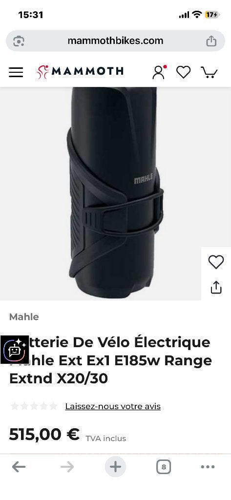 Batterie extender Mahle ex1, Comme neuf