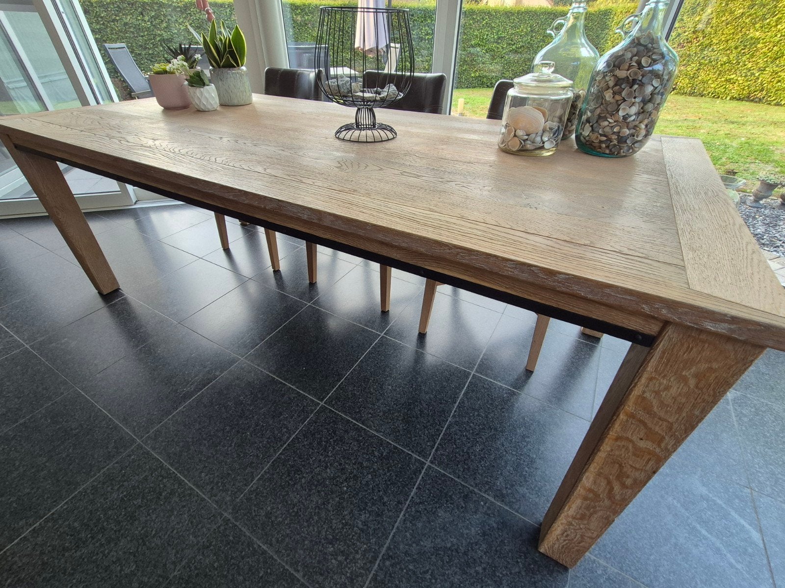 Massief houten eetkamertafel Henders & Hazel, Huis en Inrichting, Ophalen, 100 tot 150 cm, 200 cm of meer, Zo goed als nieuw