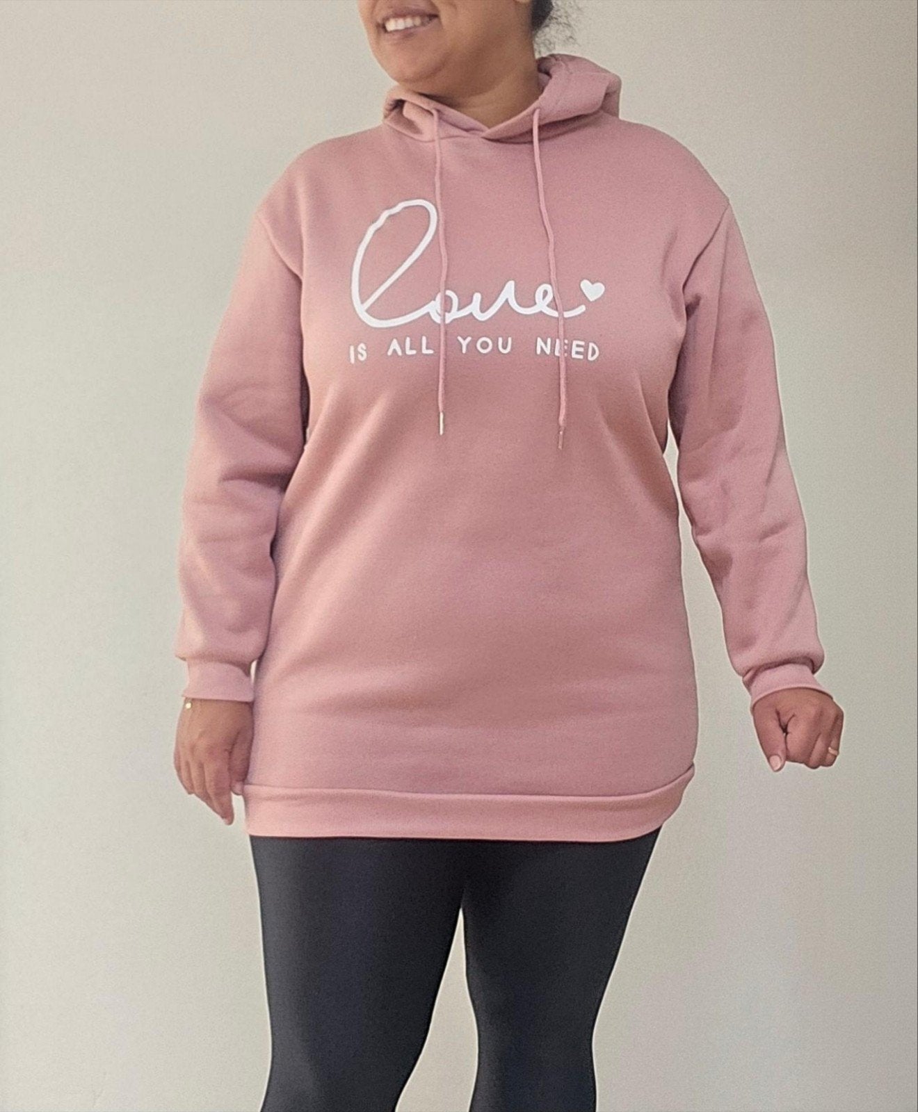 Roze lange hoodie met capuchon – maat L, Ophalen of Verzenden, Maat 42/44 (L), Roze