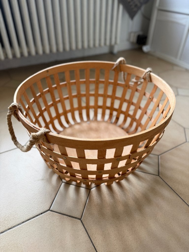 Panier IKEA VÄXTHUS en bois avec anses en corde, Rond, Enlèvement, Bois, Panier