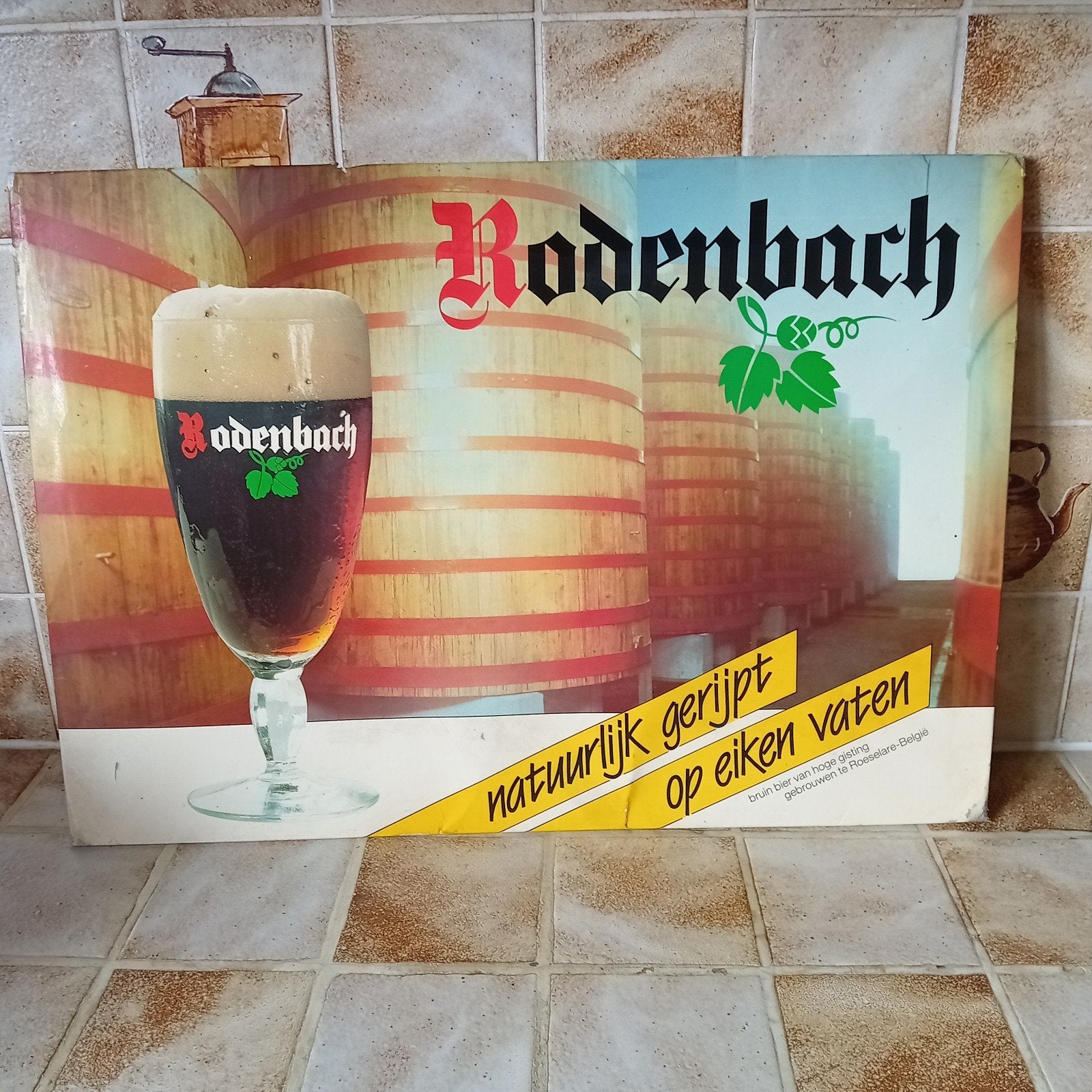 vintage reclamebord van karton Rodenbach, Enlèvement, Utilisé, Panneau, Plaque ou Plaquette publicitaire, Autres marques