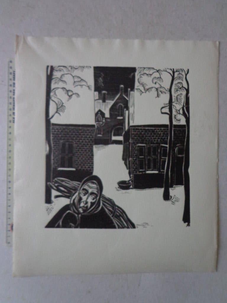 houtsnede van Jan-Frans Cantré "Winter", Antiek en Kunst, Kunst | Etsen en Gravures, Dagelijks leven, Ophalen of Verzenden, Houtsnede