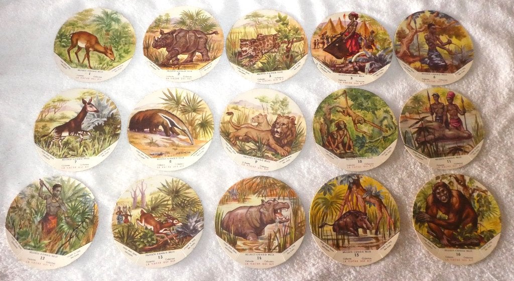 cromos  Congo belge  - La vache qui rit, Collections, Marques & Objets publicitaires, Enlèvement ou Envoi