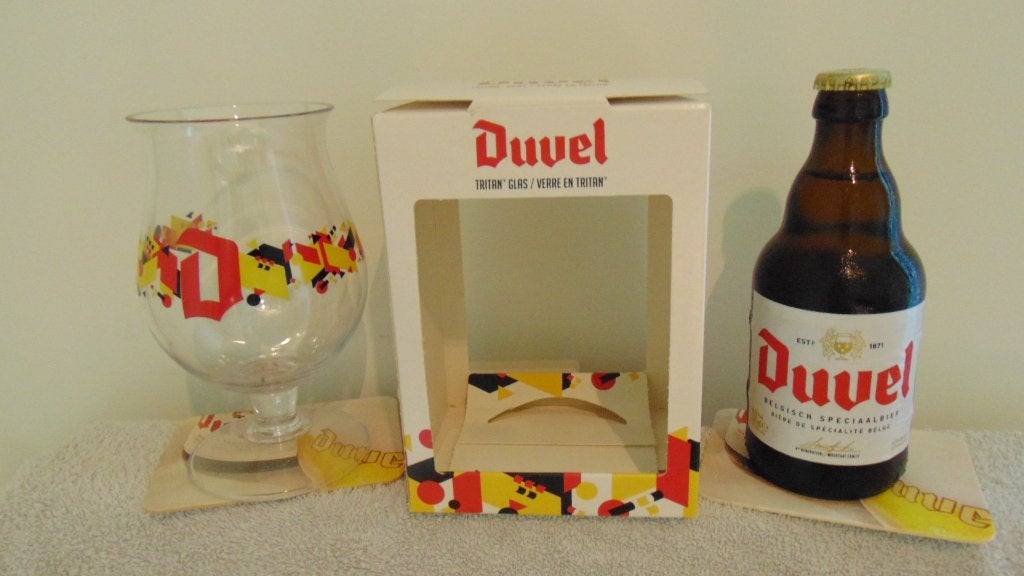Onbreekbaar Tritan Duvelglas met 1 Duvel + viltjes, Enlèvement ou Envoi, Comme neuf, Verre ou Verres, Duvel