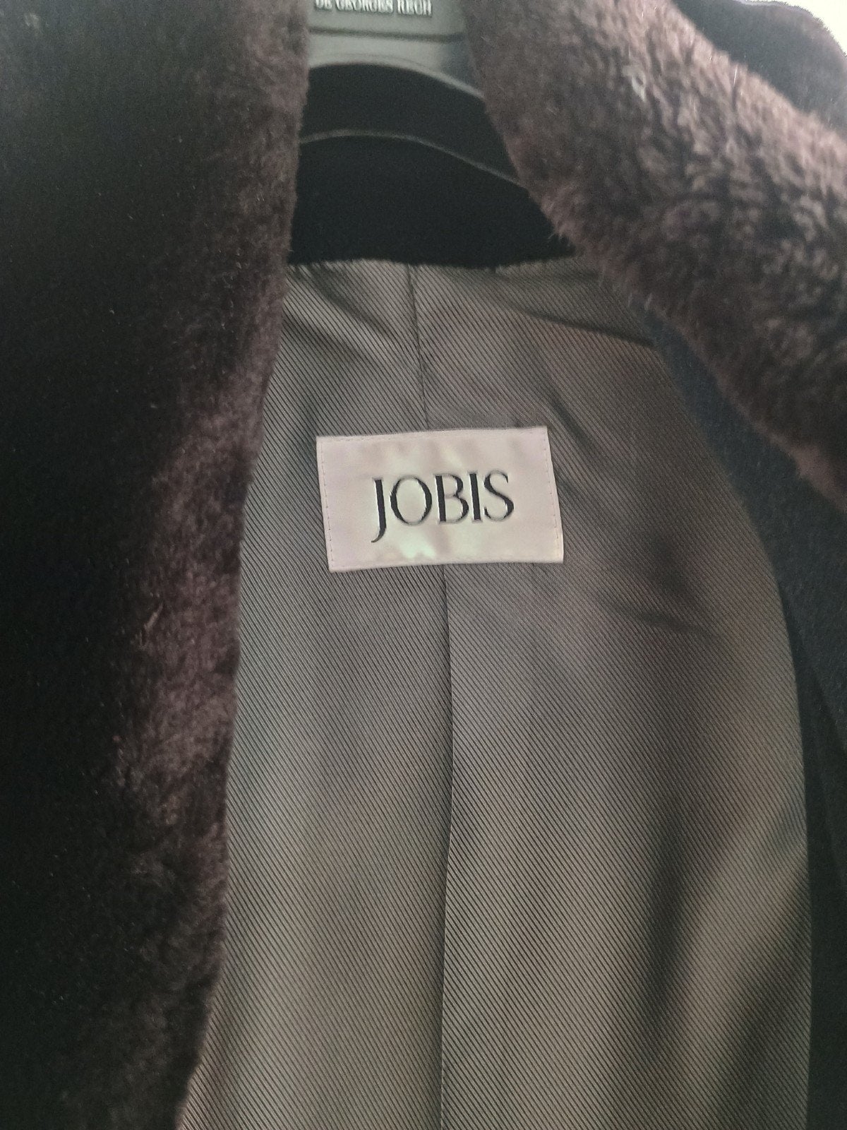 Jobis dames mantel Wol met bontkraag 38, Kleding | Dames, Maat 38/40 (M), Zwart, Ophalen of Verzenden, Zo goed als nieuw