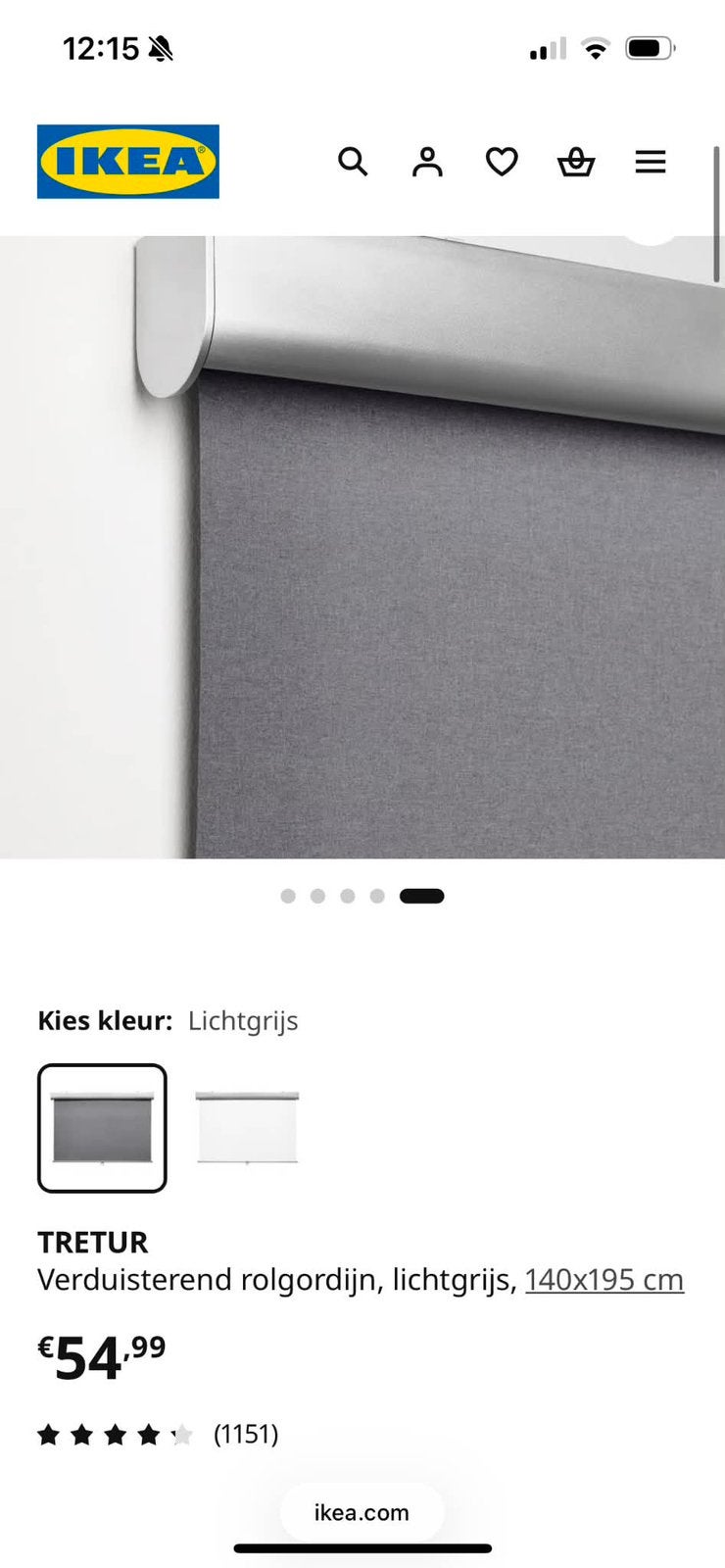 4x IKEA TRETUR verduisterende rolgordijnen 140x195 cm, IKEA, Ophalen, Zo goed als nieuw, Verduisterend