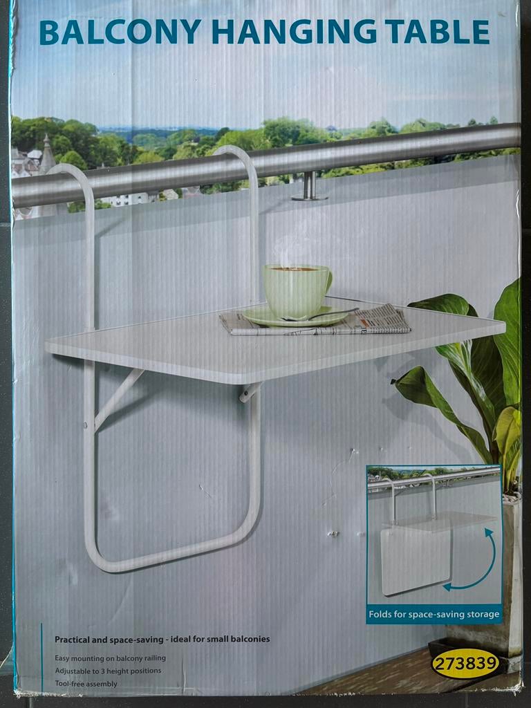 Balkon hangtafel inklapbaar! Nieuw!!, Ophalen of Verzenden, Nieuw, Rechthoekig