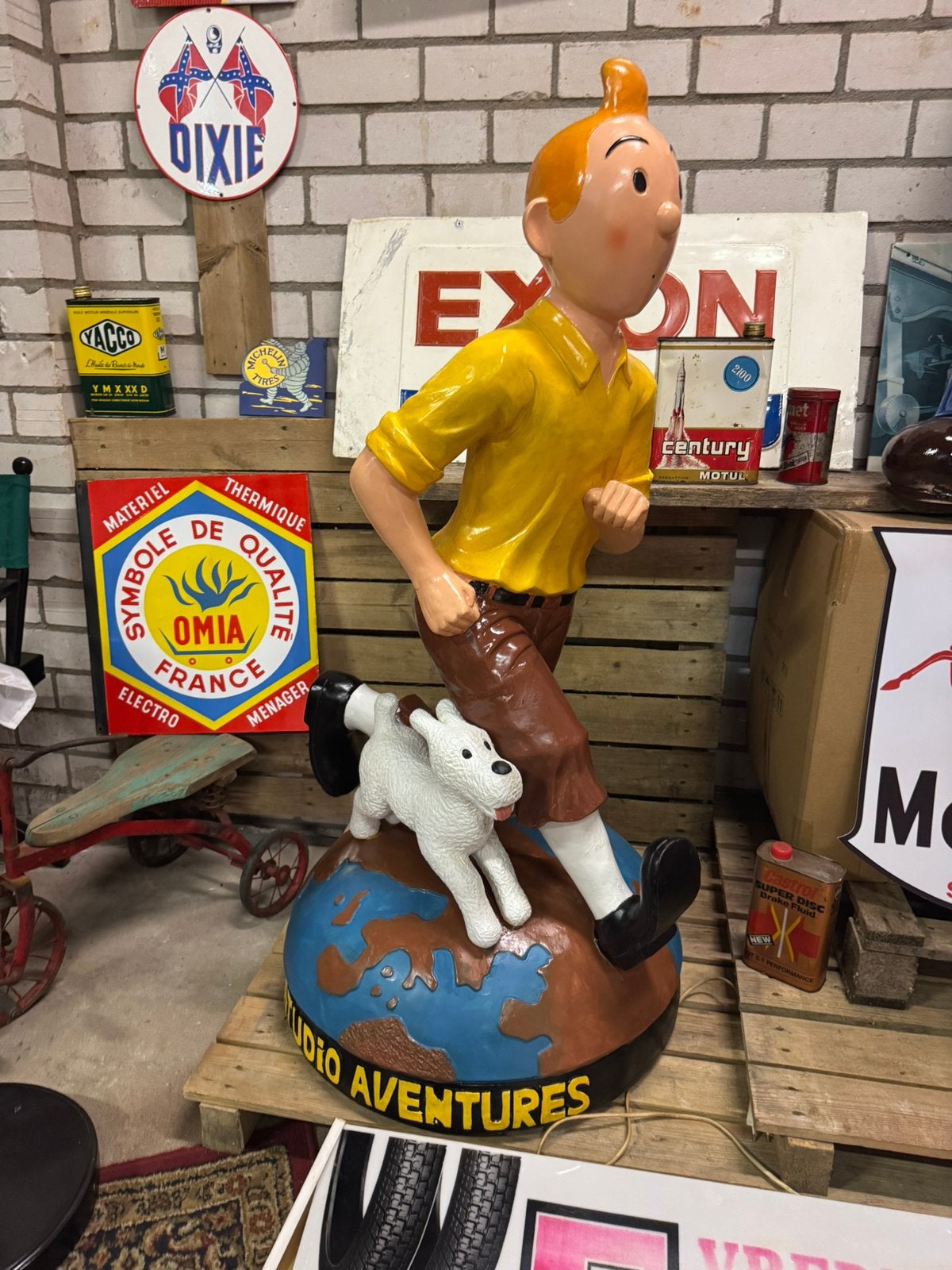 Groot Kuifje met Bobbie beeld XL, Ophalen, Gebruikt, Beeldje of Figuurtje, .