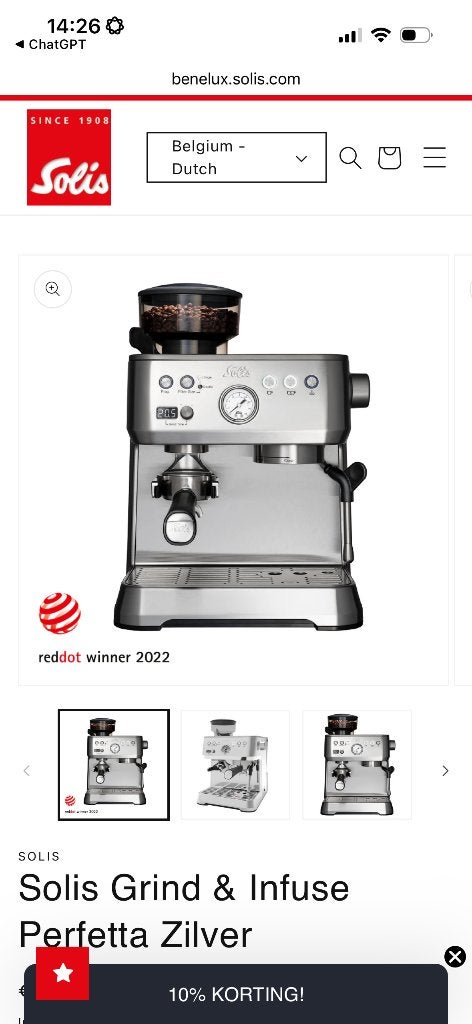 Machine à café Solis Grind & Infuse Perfetta à vendre, Ophalen, Nieuw, Espresso apparaat, Gemalen koffie
