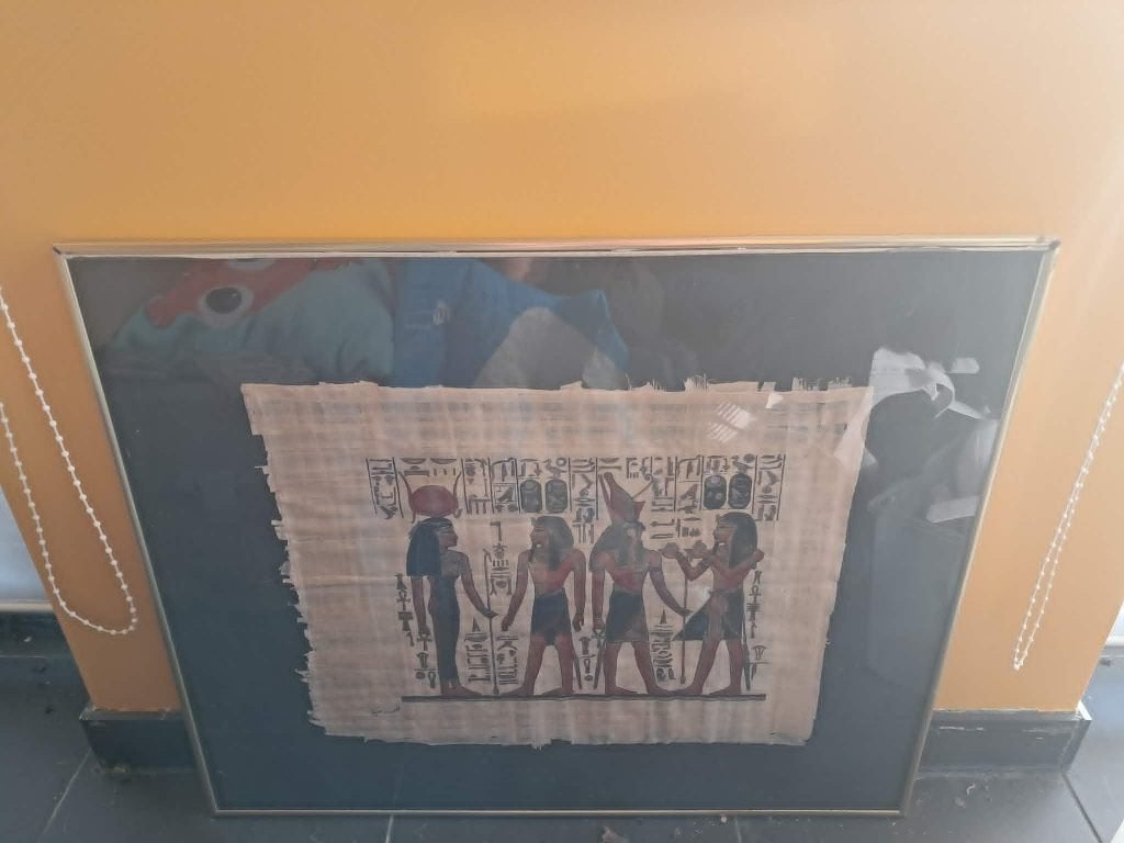 Papyrus in traditionele Egyptische stijl, Antiquités & Art, Art | Art non-occidental, Afrique, Enlèvement, Autres types, Fait main