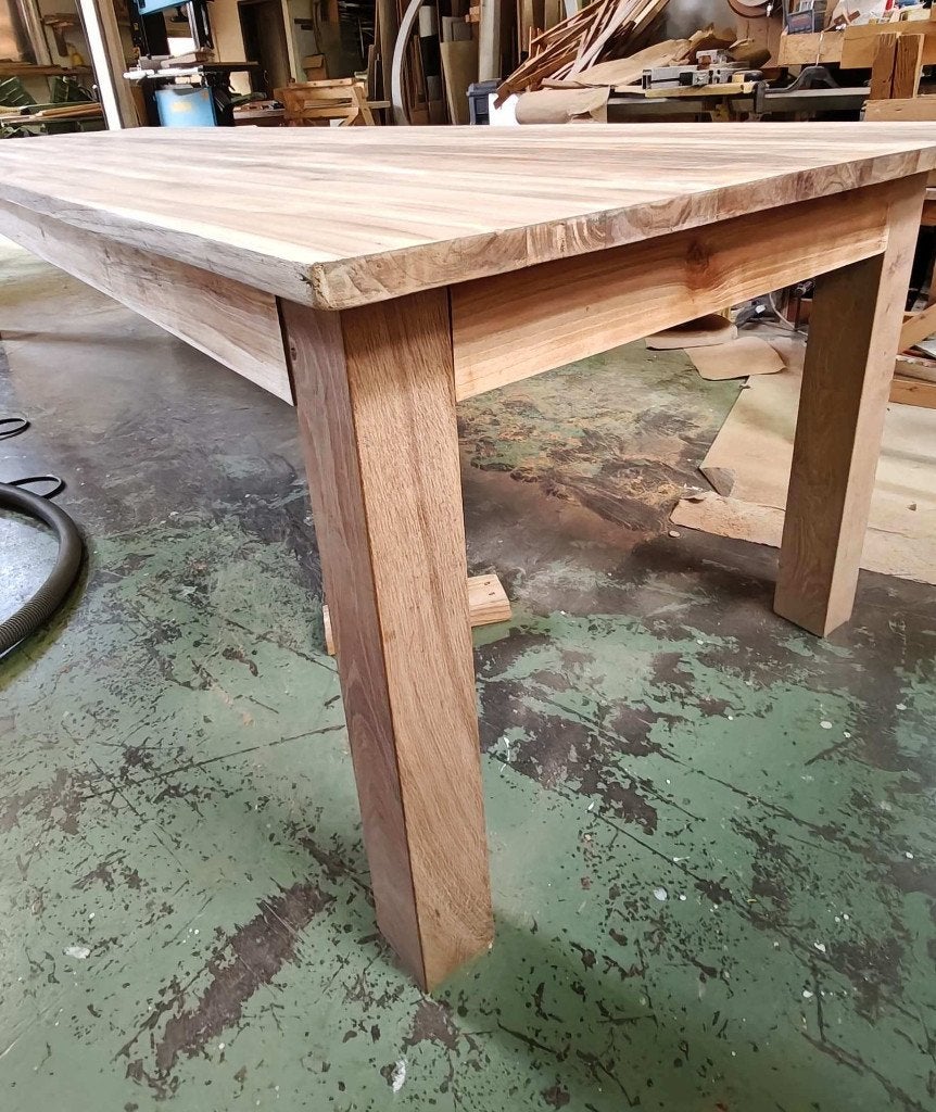 Lange Tafel in teak/eik 3m50*1m, Huis en Inrichting, Ophalen, 75 cm of meer, 60 cm of meer, Rechthoekig