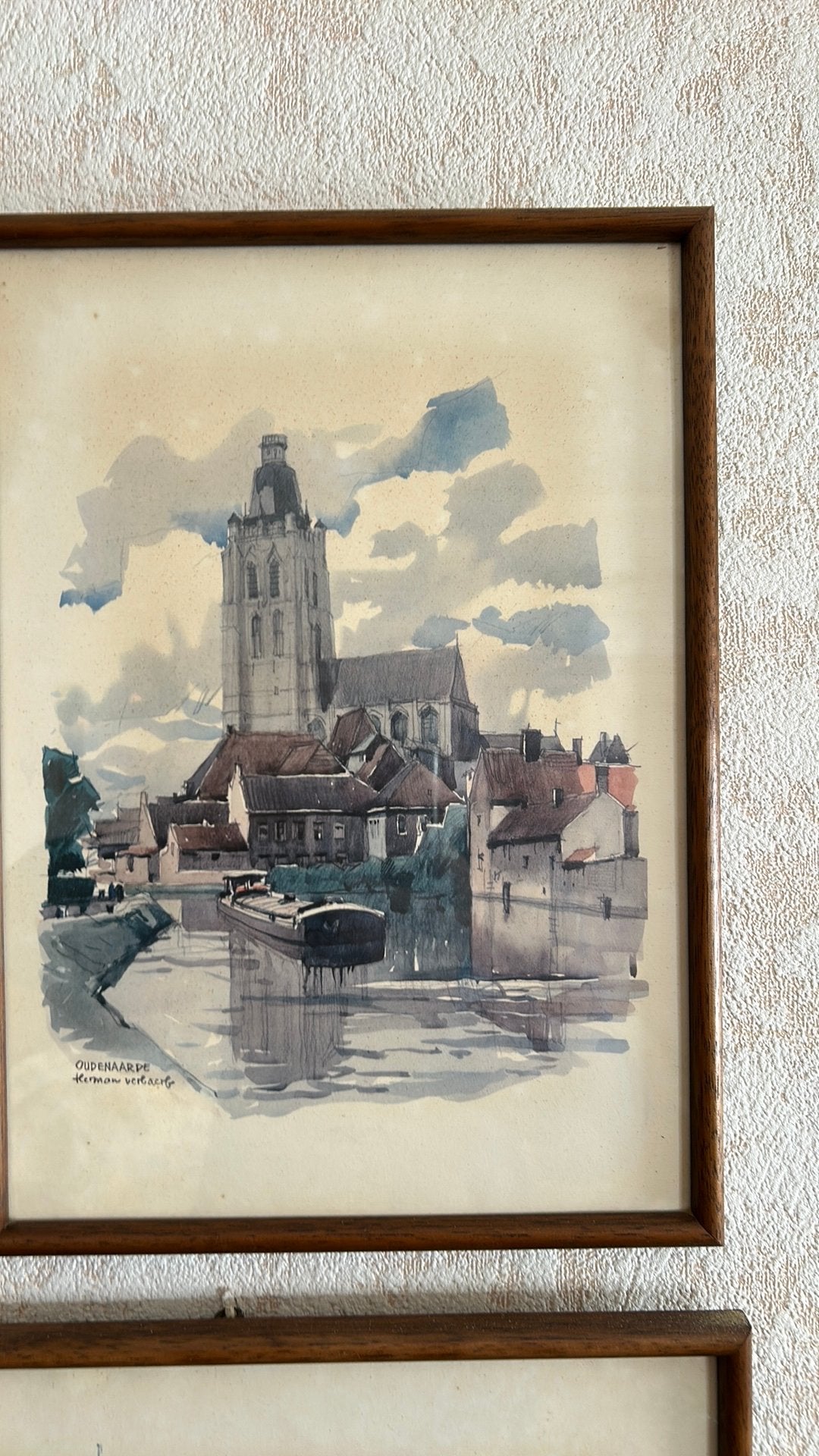 Set van 9 ingelijste aquarellen reproductie, Ophalen of Verzenden, Reproductie